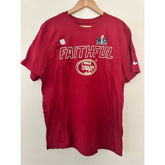 NFL San Francisco Forty Niners Red Faithful Football Game Day T-shirt Large - Picture 2 of 5